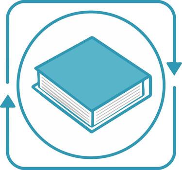 Isometric illustration of a book within a circle with arrows vector