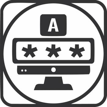 acceso negado autenticación sistema pantalla con letra y asterisco personaje contraseña vector