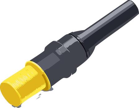 Modern black and yellow connector for electronics and technology applications vector