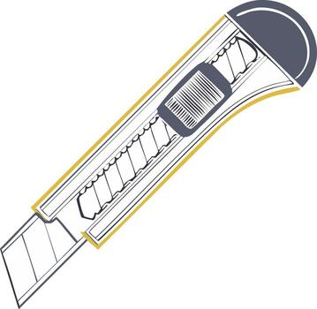 Retractable utility knife sharp cutting tool illustration vector