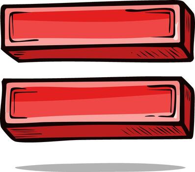 Drawn Illustration of Equality Symbol with Two Red Rectangles for Representation vector