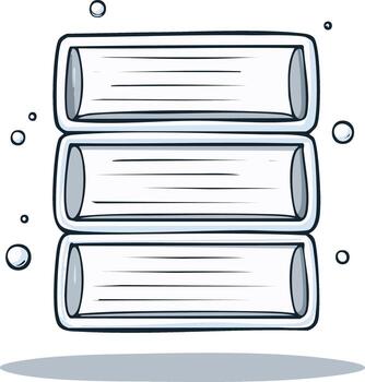 ilustración de Tres apilado rectangular objetos y flotante burbujas vector