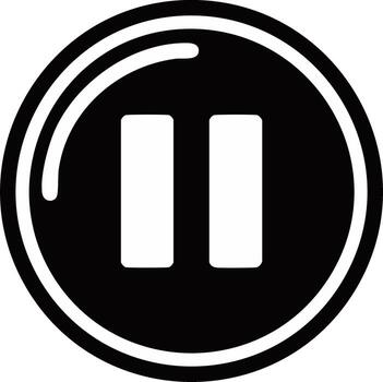 Pause symbol icon in a black circle. Stop, , music and multimedia concepts vector