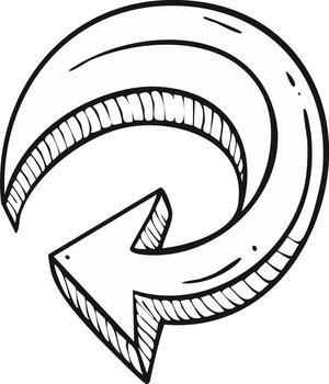 Illustration of Curved Arrow, Direction, Navigation, Orientation. Pointing Arrows vector