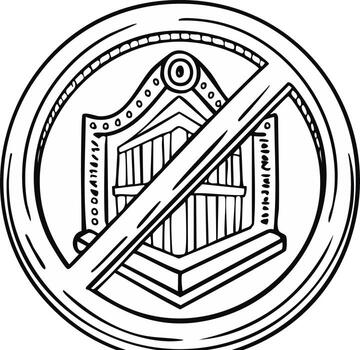 Stylized Forbidden Building, Architecture, and Structure with Crossed Bar Symbol vector