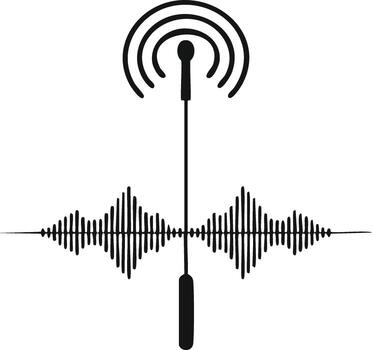 Audio Signal with Sound Wave Patterns Illustration Broadcast Radio Waves Graphic vector
