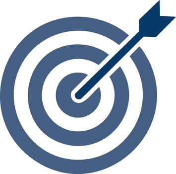 A precise arrow striking the bullseye of a circular target representing accuracy and achievement vector