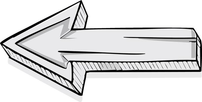 Hand Drawn Style Arrow Directional Guide Graphic Left Pointing Navigation Element vector