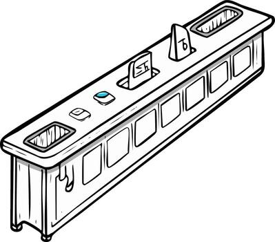 Cartoon Illustration of a Self-Service Counter Kiosk with Interactive Buttons and Slots vector