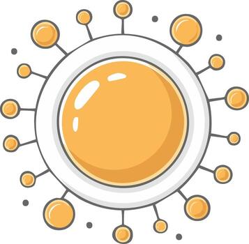 Abstract circular design with connected nodes and a vibrant yellow center vector