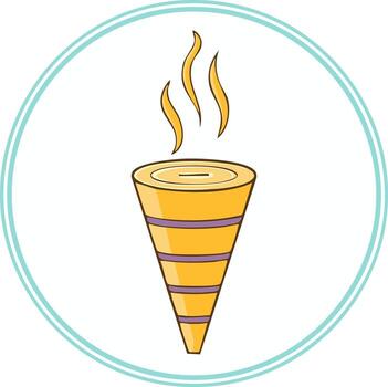 dibujos animados petróleo difusor cono con aroma vapor aislado en contra circular marco sencillo línea Arte estilo concepto vector