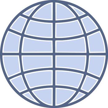 ligero azul estilizado mundo globo cuadrícula icono representando global red conexión y tierra ilustración vector