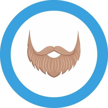 Stylish beard and mustache illustration within a blue circle frame, a cool design element vector