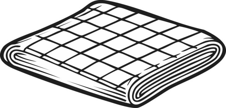 Folded Quilted Fabric or Bedding Outline Illustration Pattern for Crafting Projects and Decorating vector