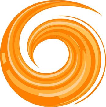Abstract Orange Whirlpool Shape, Graphic Element, Circular Swirl, Geometric Design with Lines vector