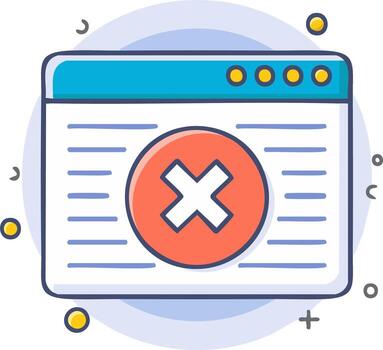 Web Browser Window with Error Message and Close Icon vector