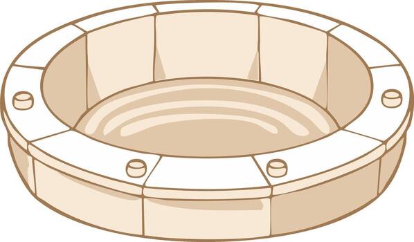 Circular stone hot tub with segmented walls and rounded indentations vector