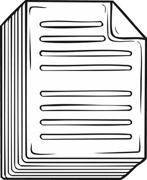 Stack of papers with lines and a folded corner simple drawing vector