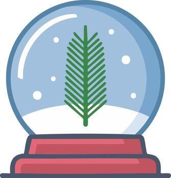Festive snow globe containing a decorated evergreen tree and falling snow creating a holiday atmosphere vector