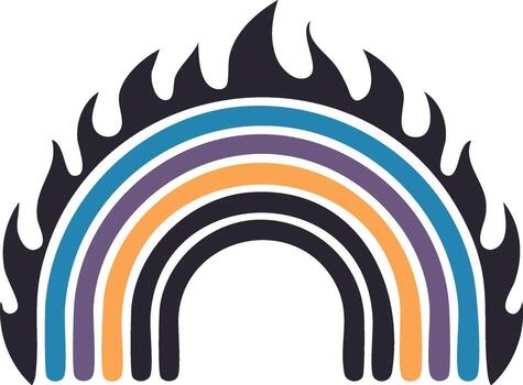 Abstract Rainbow with Flame Elements Abstract Design vector