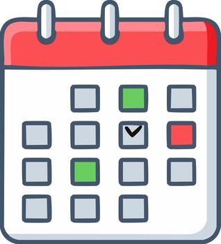 Hand Drawn Calendar Grid with Marked and Highlighted Dates vector