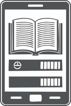 digital ereader tableta mostrando abierto libro con Progreso bar leyendo aplicación concepto vector