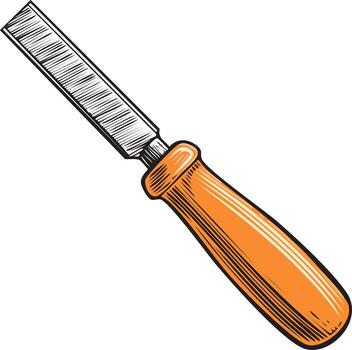 Hand tool image of a chisel with a wooden handle vector