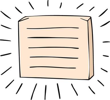 Doodle of a Message Note with Burst Lines of Energy and Blank Horizontal Lines vector