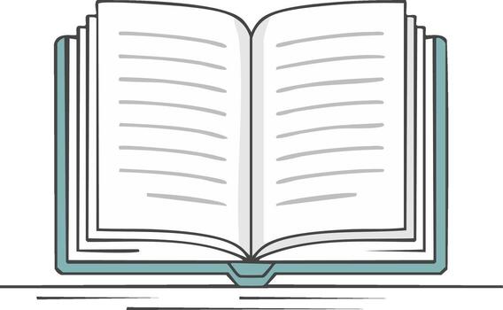 Simple outline illustration of an open book with blank pages for learning and knowledge vector