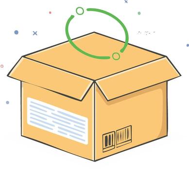 Shipping box with tracking arrow icon representing ecommerce delivery logistics and package returns vector