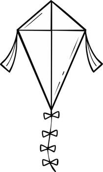 Line Drawing of a Diamond Kite with Bows on String, Minimalist Aesthetic vector