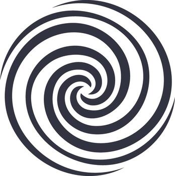 Hypnotic black and white spiral graphic design with circular shape creating an optical illusion vector