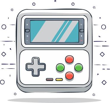 retro Mano juego de azar consola con direccional almohadilla y vistoso botones vector