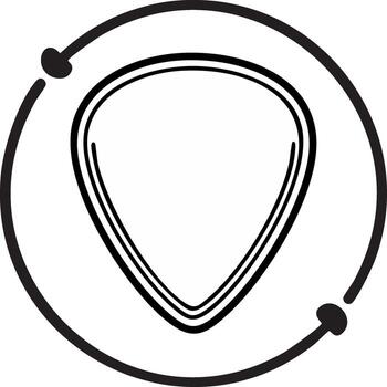 Minimalist guitar pick icon with circular arrows symbolizing music security or continuous process vector