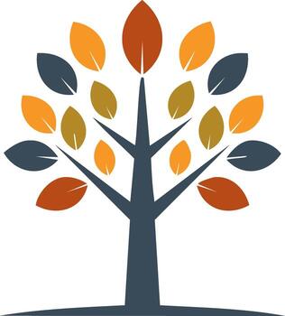 Stylized abstract tree with colorful autumn leaves and clean design vector