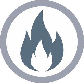 resumen gris fuego dentro circulo marco para un sencillo logo gráfico vector