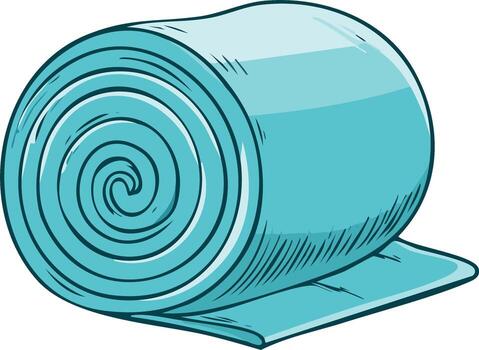 arrollado arriba verde azulado tela material con un espiral modelo y suave pliegues vector