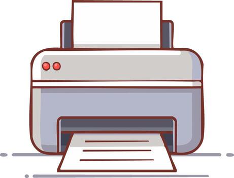 Modern digital printer machine with paper output and indicator lights creating documents vector