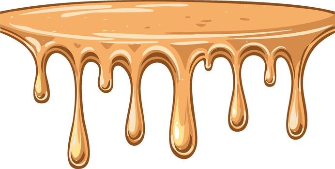Golden caramel sauce liquid drips and flows in streams creating sweet gooey texture vector