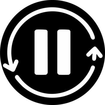 Pause Button with Circular Arrows, Media Control Icon, Playback, Restart Signal vector