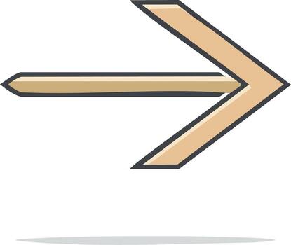 Stylized right arrow icon illustration pointing forward. Symbol for direction, navigation, and progress vector