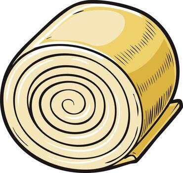 Cartoon illustration of a rolled-up cylinder object, isolated on white background vector