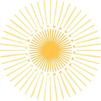 Stylized Sun with Yellow Rays radiating outward from center circle for abstract backgrounds vector