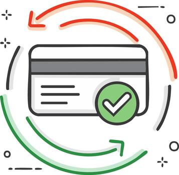 Successful Credit Card Transaction Icon for Recurring Payments and Subscriptions vector