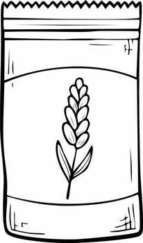 Hand drawn package with a wheat stalk icon simple outline design vector