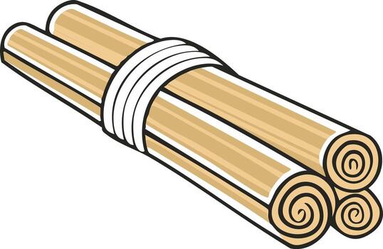 Stylized Bundle of Scrolls tied with White String Illustration vector