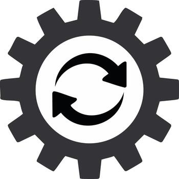 Gear with Circular Arrows Icon Representing Refresh, Restart, or Process Cycle vector