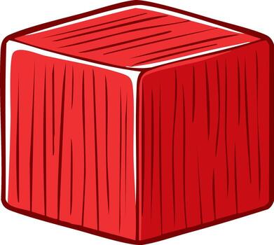 Red Cube with Scratched Texture and White Outline vector