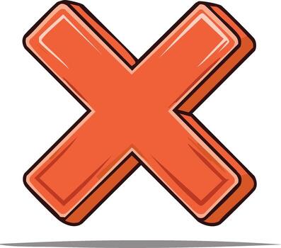 negrita 3d dibujos animados X marca icono representando error, rechazo, o clausura vector