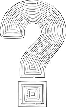 Question Mark Maze Puzzle, Challenge, Intellectual Game, Wayfinding, Solution Seeking, Complexity, Creative Design vector